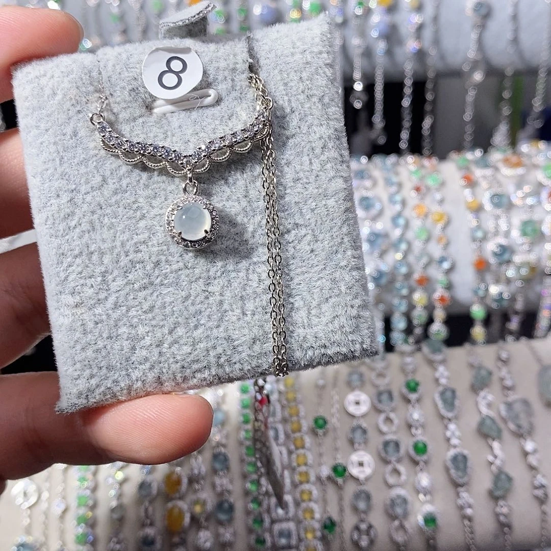 翡翠银S925镶嵌耳饰