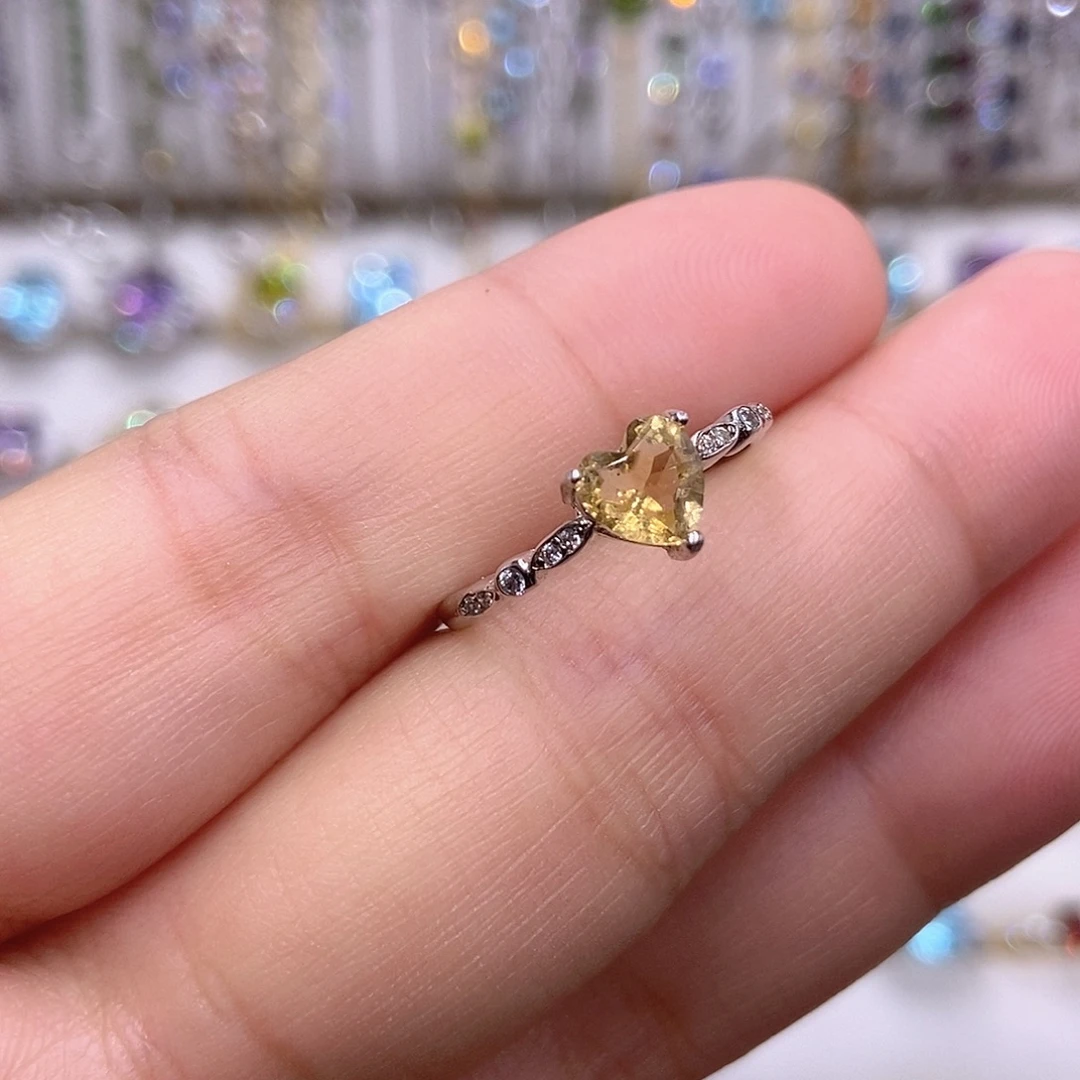 戒指银S925镶嵌黄晶