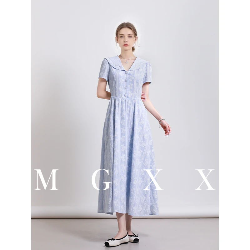 MG小象 【海盐假日】显瘦气质时尚夏季复古新品连衣裙 M825Q11244