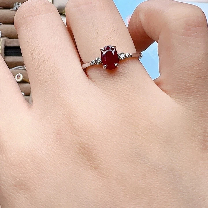 红宝石银S925镶嵌戒指