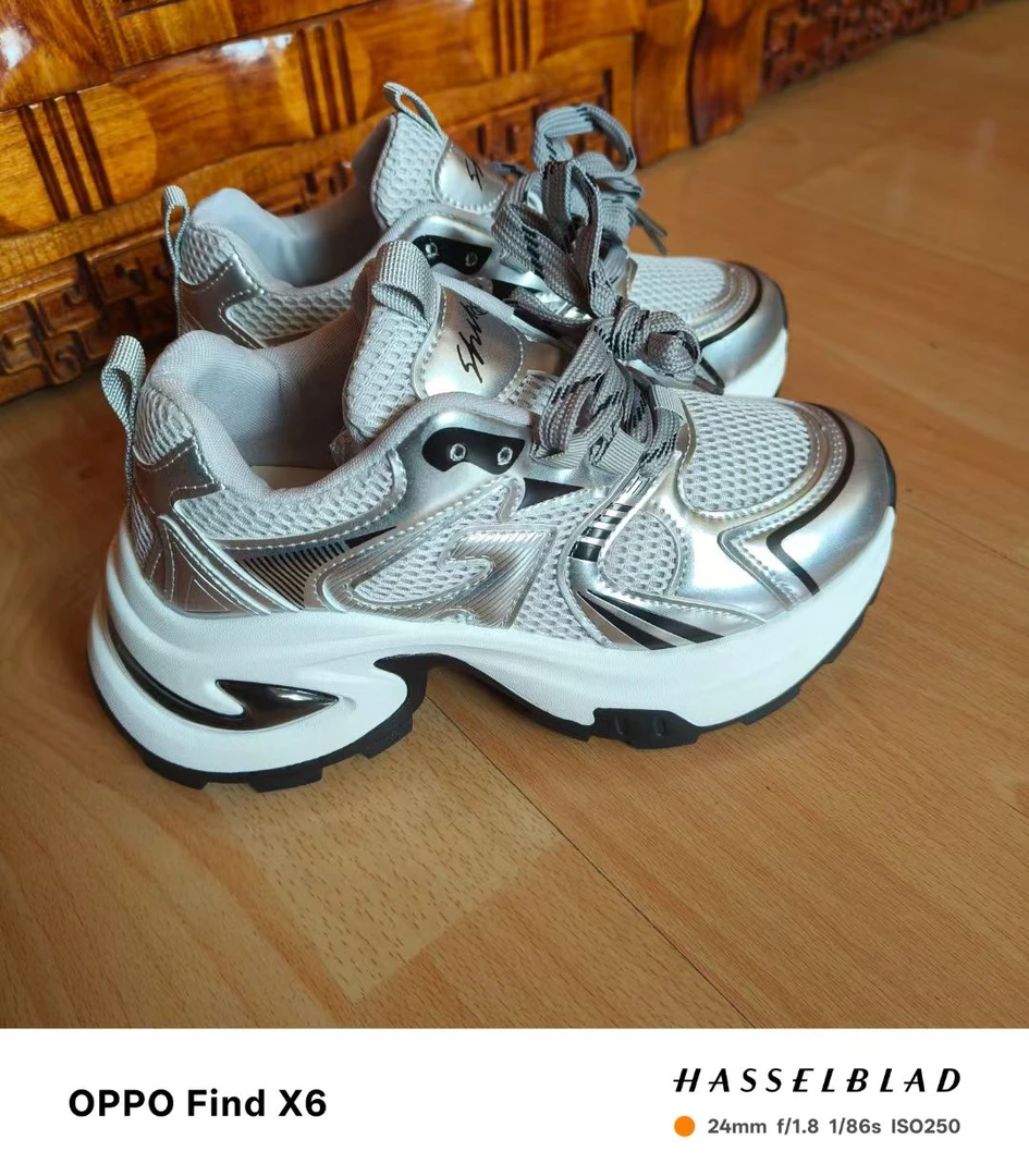 女士鞋子透气百搭超纤鞋厚底