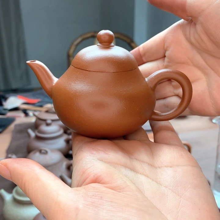 半***者茶壶紫砂矮梨，朱泥，100cc