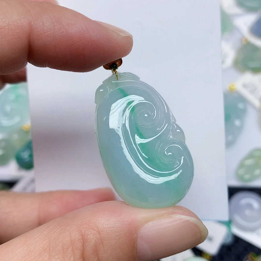 翡翠18K金镶嵌颈饰246789