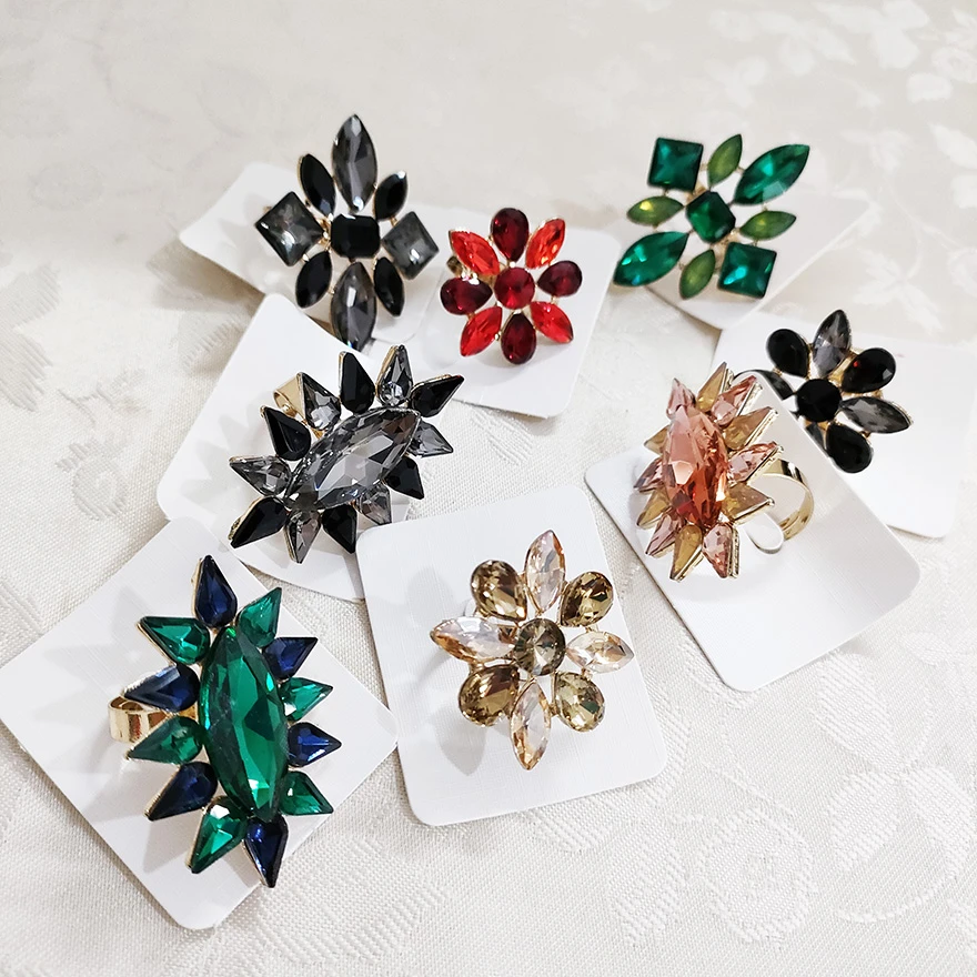 铜合金玻璃戒指 民族风手工个性戒指合集