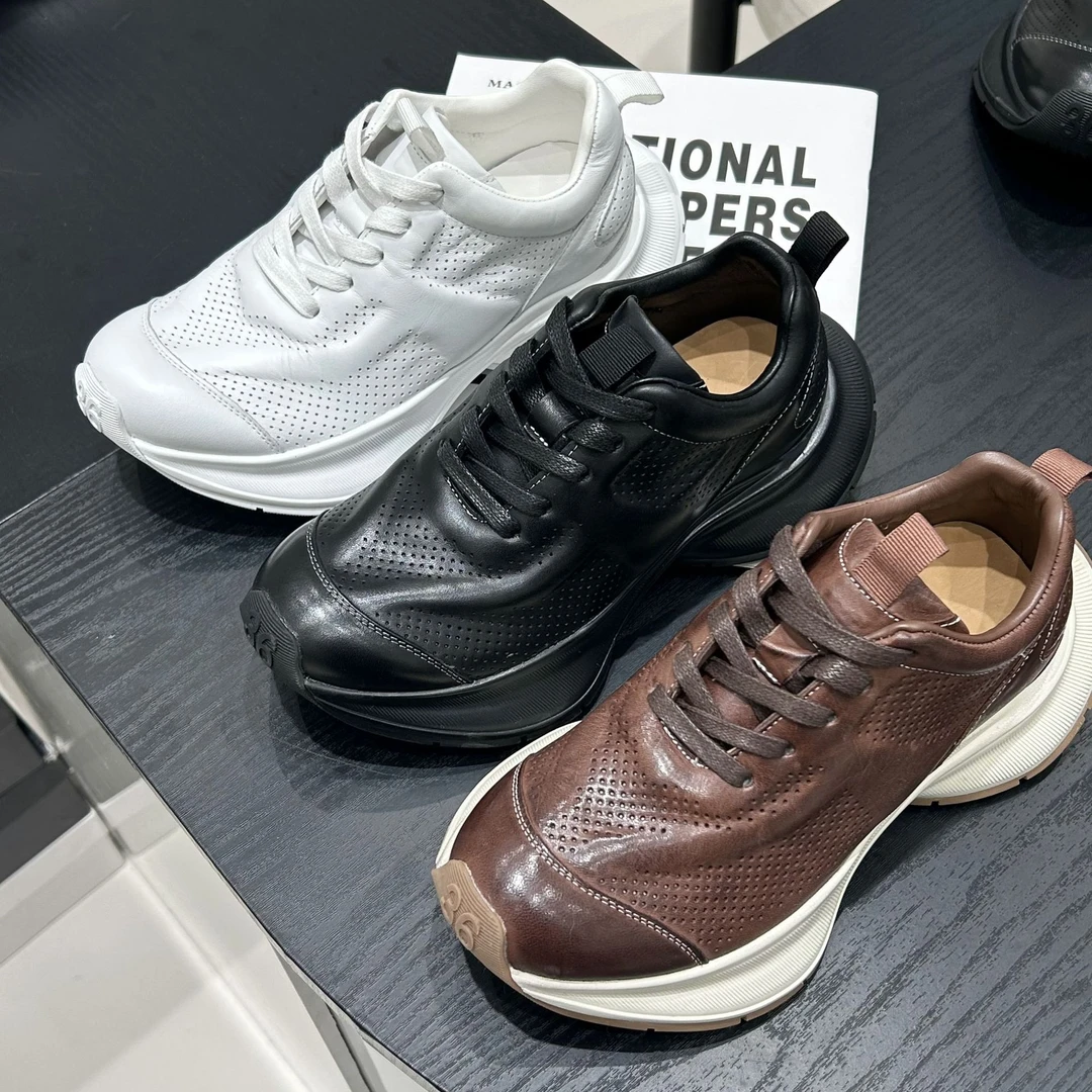 耐酷威美式老爹鞋女秋季新款厚底增高轻便复古时尚透气真皮运动鞋