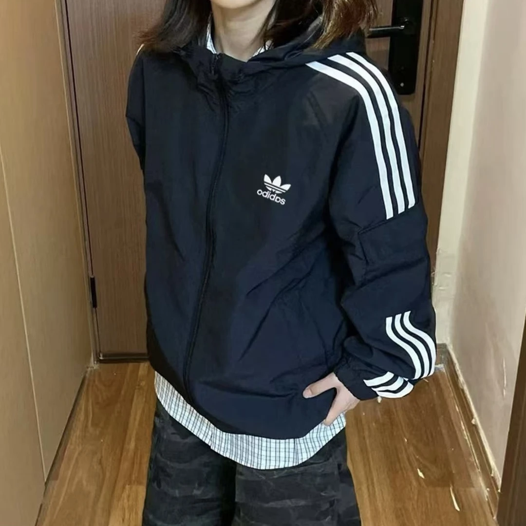 【奥莱撤柜】春秋情侣款连帽夹克男女同款外套韩版内里网衬1945