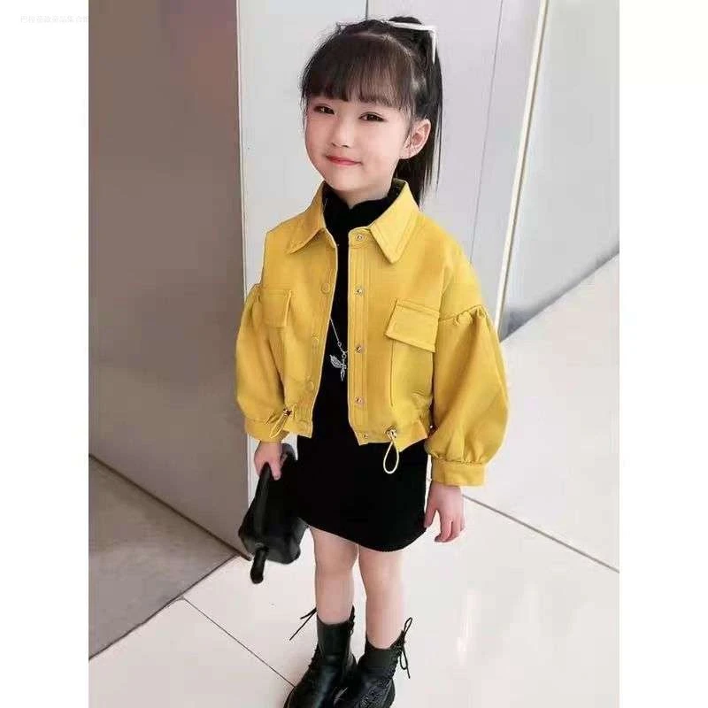 巴拉扣扣女童皮衣外套春秋装2025新款洋气儿童秋冬上衣中大童蝙蝠