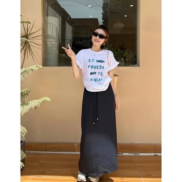 Sunshine【夏日小意】休闲百搭通勤减龄花边袖字母手工艺高质t恤