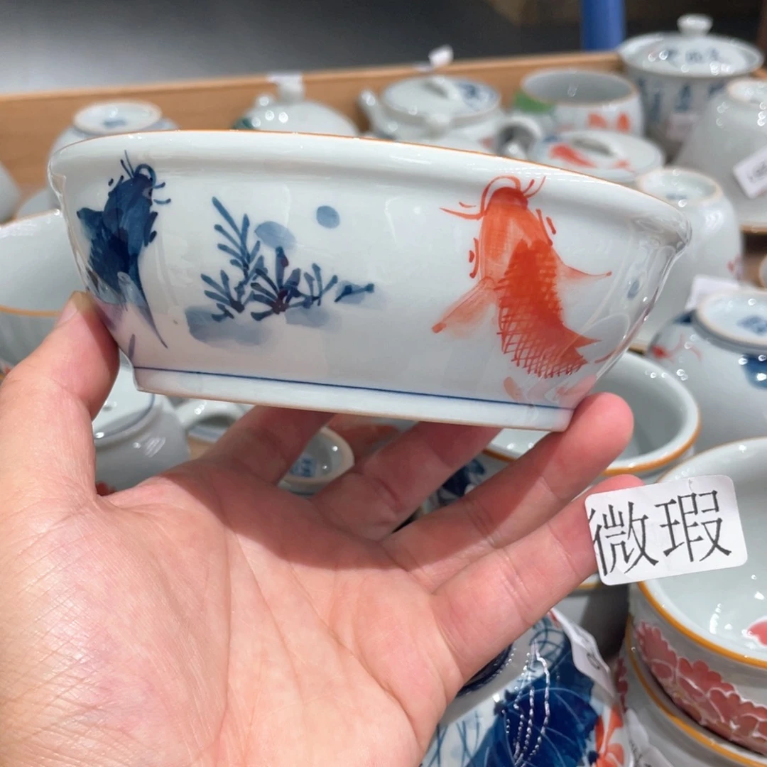 釉下手绘茶具微瑕