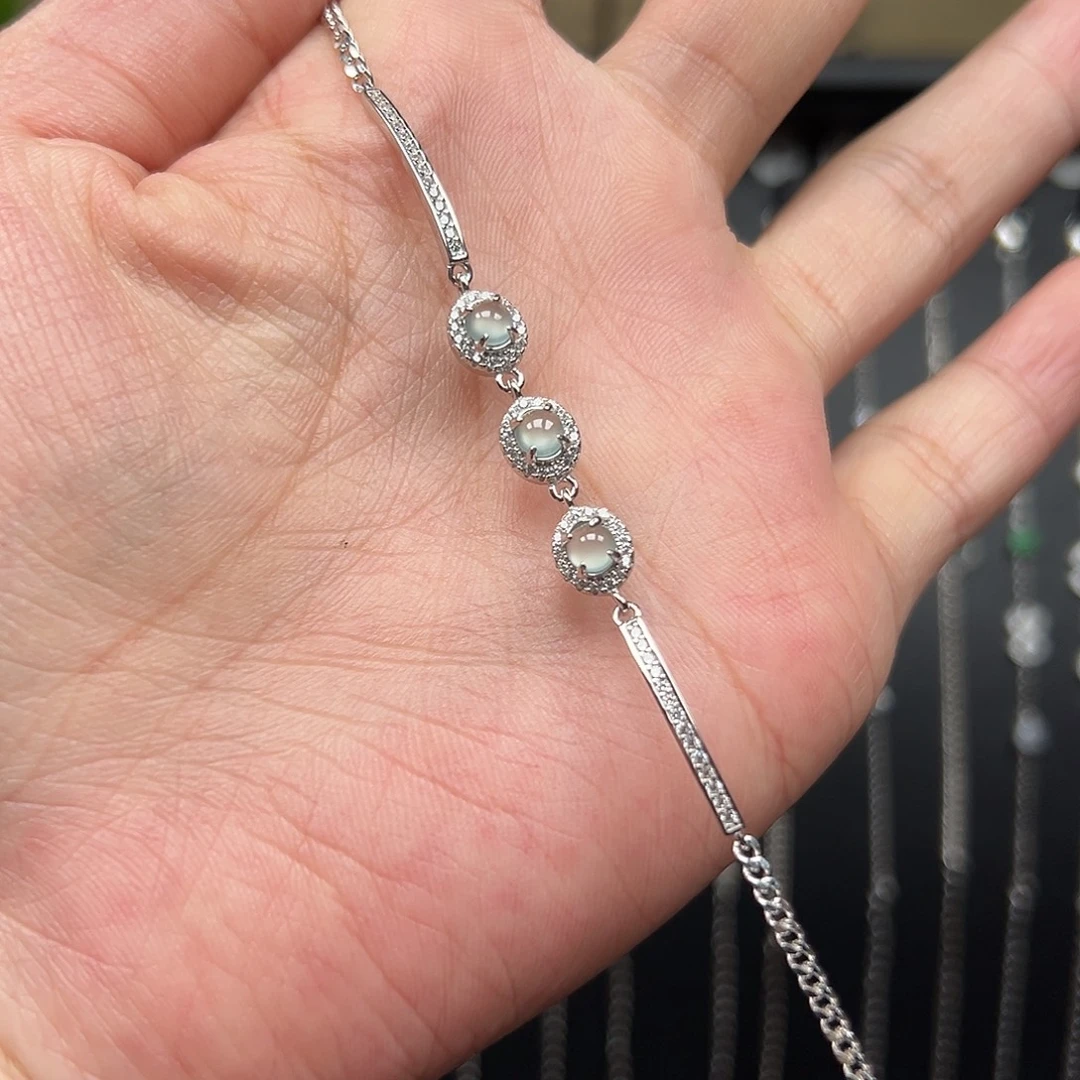 翡翠银S925镶嵌手链