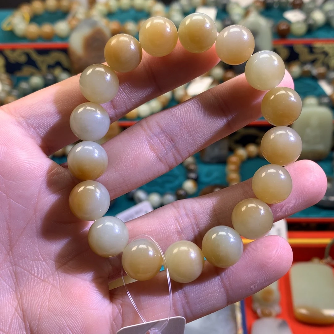 和田玉（糖玉）未镶嵌手链微瑕不退不换