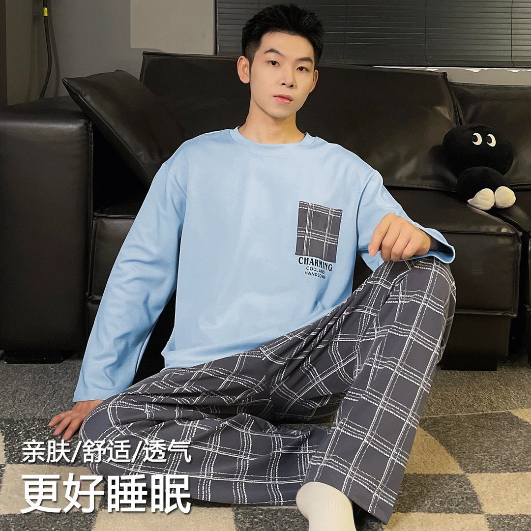长袖长裤简约睡衣春秋男款爆款2025新款高级感可外出穿学生家居服