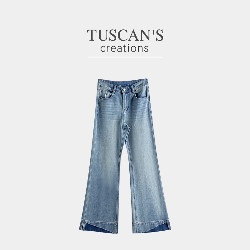 TUSCAN'S CREATIONS新款时尚百搭宽松微喇裤薄款牛仔裤时代双鱼