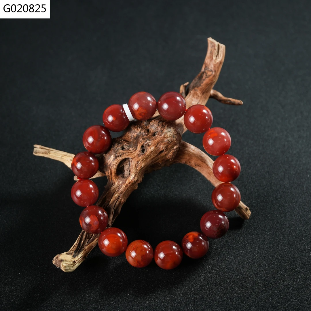 【老掌柜讲珠宝】南红火焰纹圆珠手串12mm+ G020825