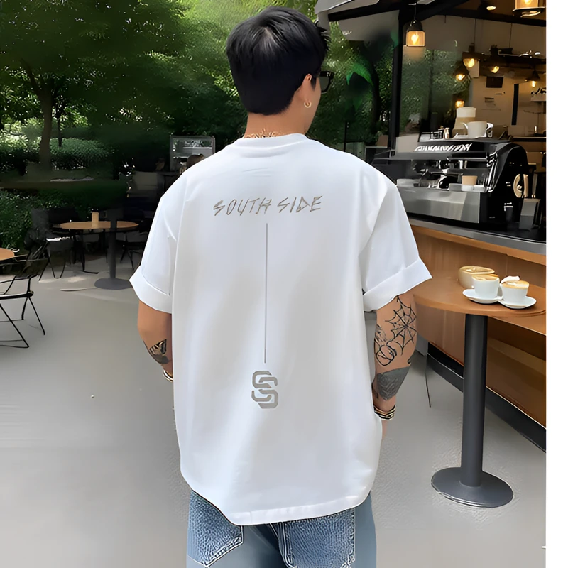 重磅纯棉短袖T恤男士夏季时尚潮牌oversize休闲宽松情侣半袖上衣