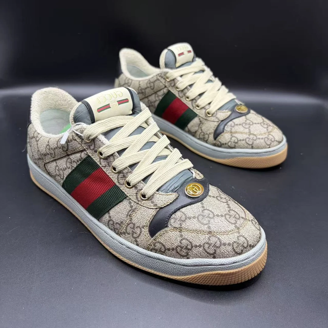 95新 GUCCI/古驰 【AO特惠】40.5欧码 棕老花休闲脏脏鞋uu234