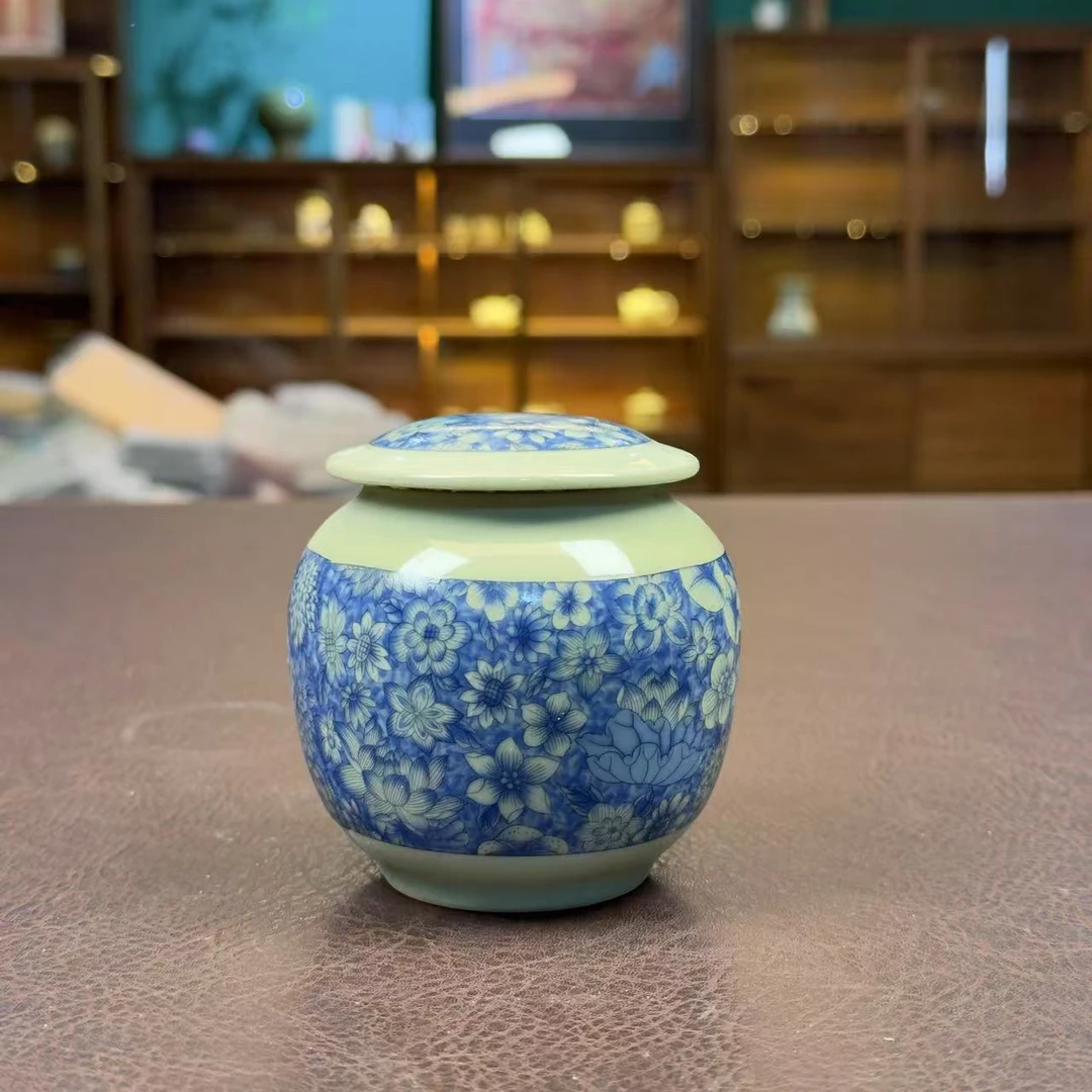 青花 茶叶罐 陶瓷密封罐家用防潮普洱茶叶存茶罐