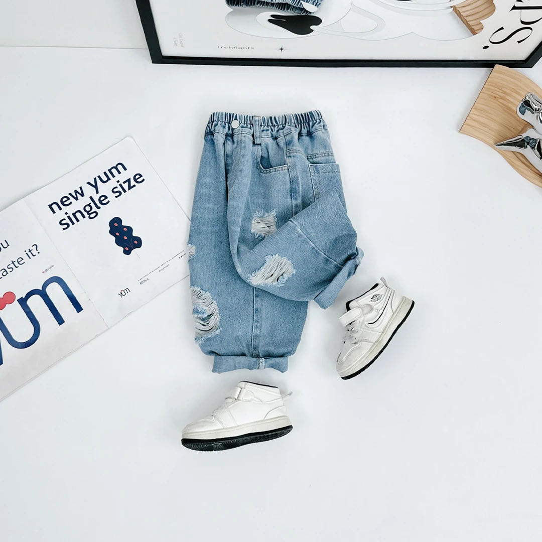 儿童七分裤子夏装薄款男童装牛仔宽松夏季 BQ25357N 悠悠童话童装