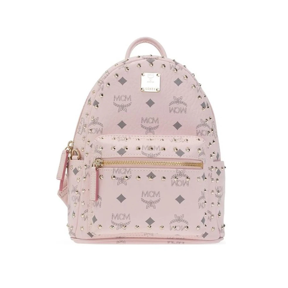 99新 MCM MCM 粉色轻雾粉双肩包小号