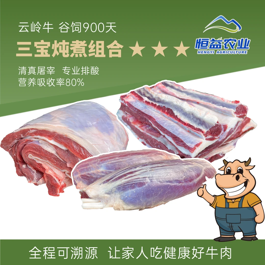 岭牛记【都条】生鲜牛腩+肋条+牛腱子 原切优选鲜嫩排酸谷饲牛肉