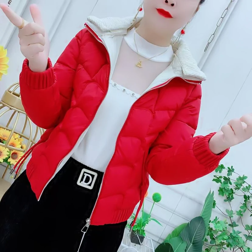 秋冬季短款外套加厚保暖防寒个性百搭可脱卸帽修身显瘦女棉衣棉服