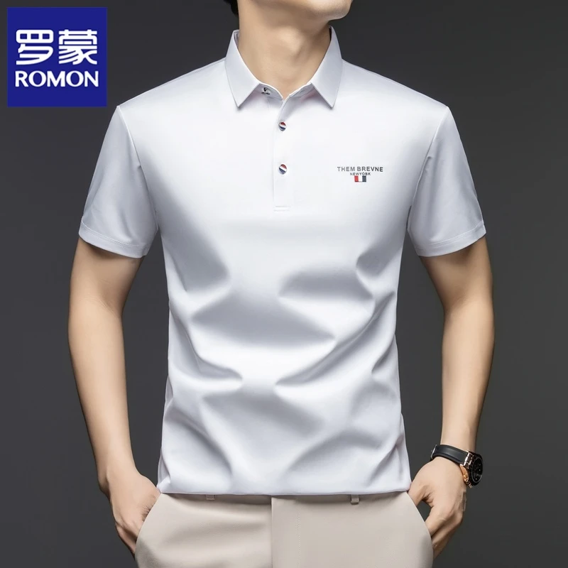 【桑蚕丝+冰丝】罗蒙男士短袖翻领POLO衫透气凉感潮流抗皱免烫时尚