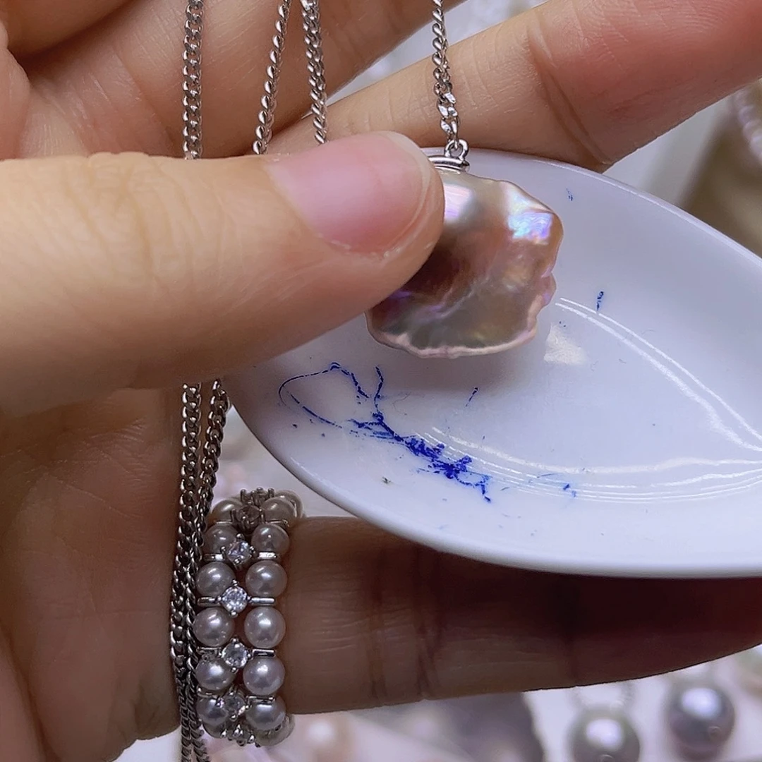 银S925镶嵌吊坠或者耳钉淡水珍珠