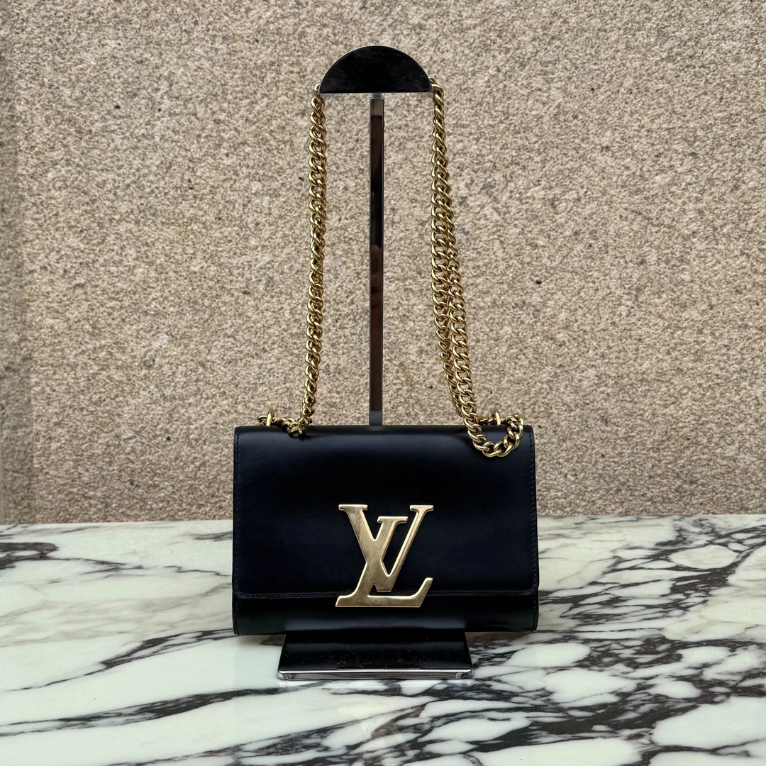 99新 LouisVuitton/路易威登 louise黑金中号链条包/98新