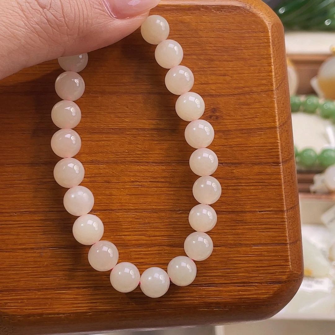 未镶嵌手串和田玉藕粉熟糯肉底手串8mm