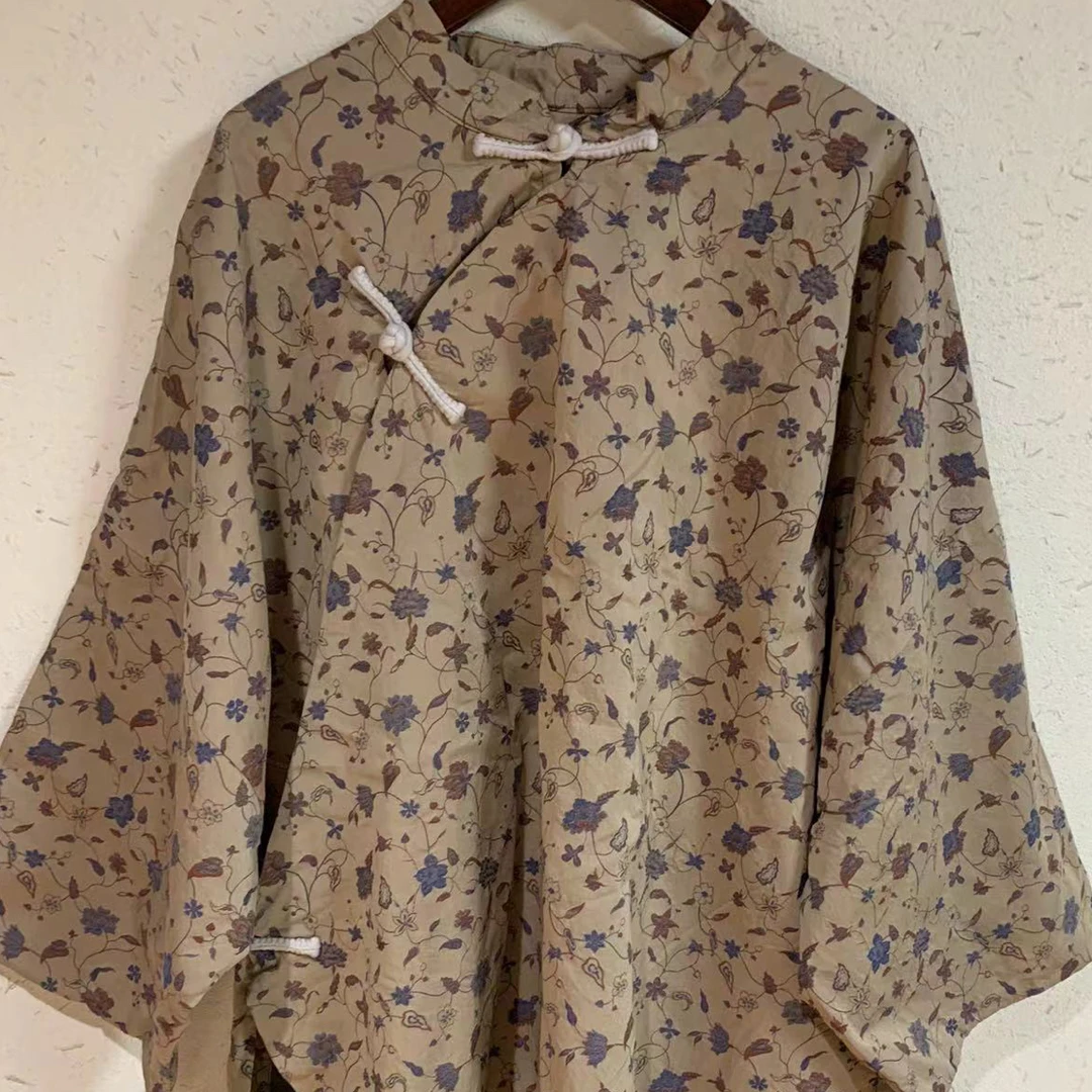 二囍古朴百家布2509101三粒扣双层提花太太服