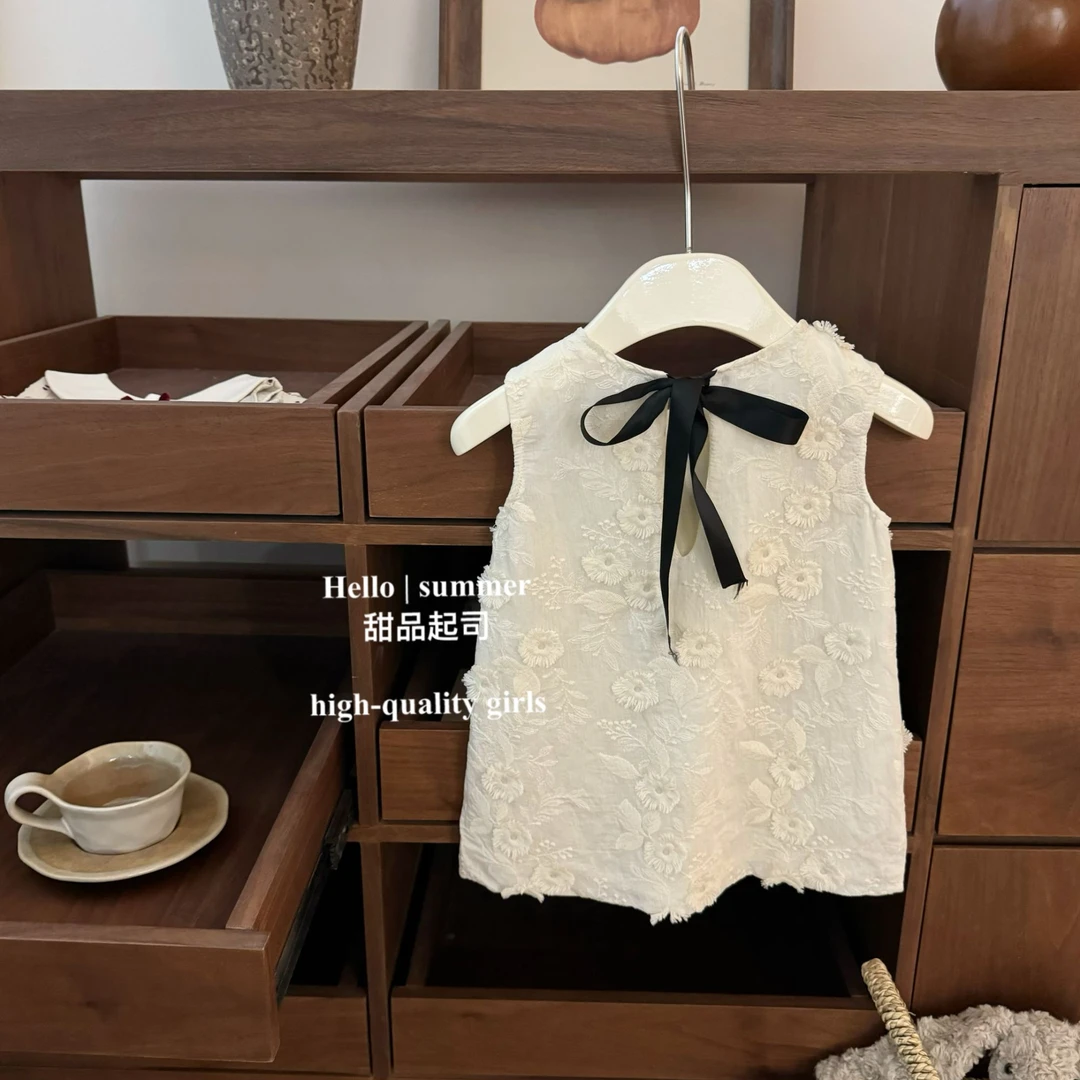 【甜品起司】超美！重工女宝宝新中式夏款高级感绣花背心裙公主裙子