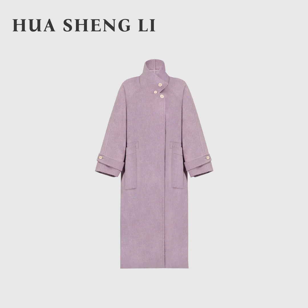 【公主日记】双面兔毛羊毛桑蚕丝中长款大衣