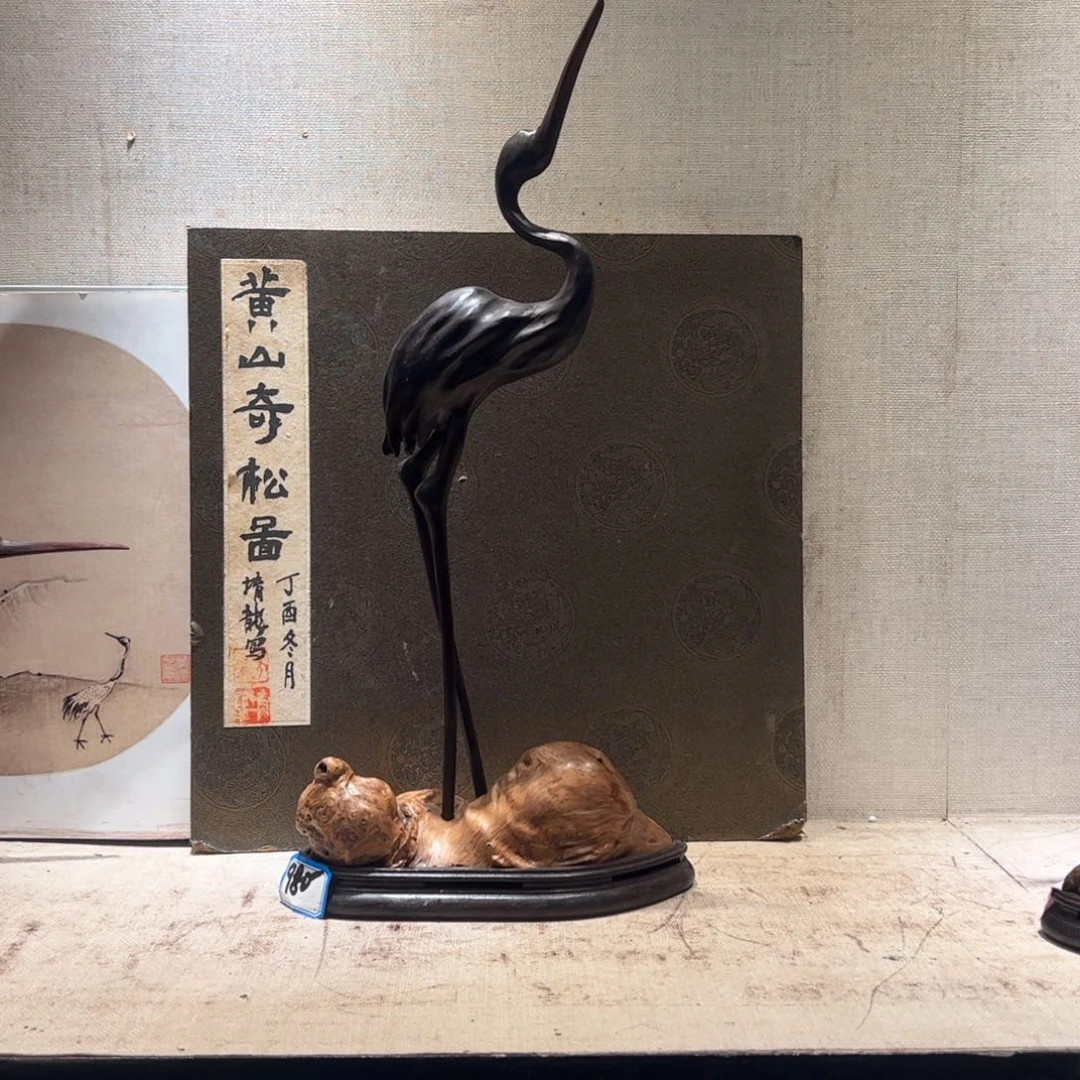 木魔****）根雕仙鹤香炉仙鹤