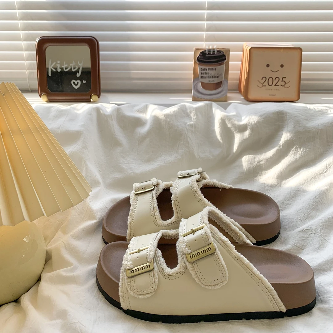 复古勃肯拖鞋女外穿2025夏季新款沙滩凉鞋超火配裙子厚底一字凉拖