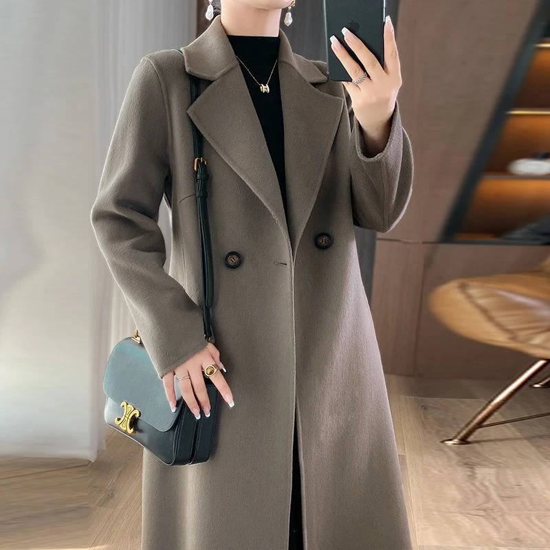 爱依服【秋季上新】羊毛双面呢年大衣女士高端大气长款过膝修身显瘦