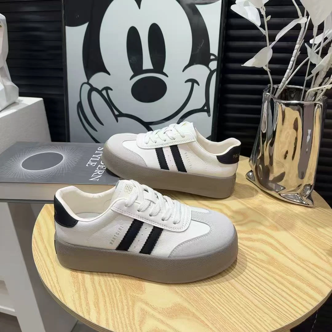 真皮厚底德训鞋女2025新款鞋子百搭小白鞋运动鞋女鞋休闲学生板鞋