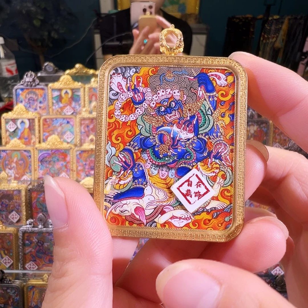 吊坠热贡纯手绘大黑天