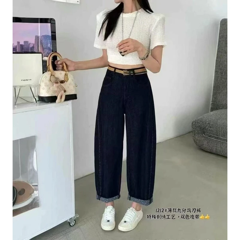 1212 新款薄款九分弯刀裤