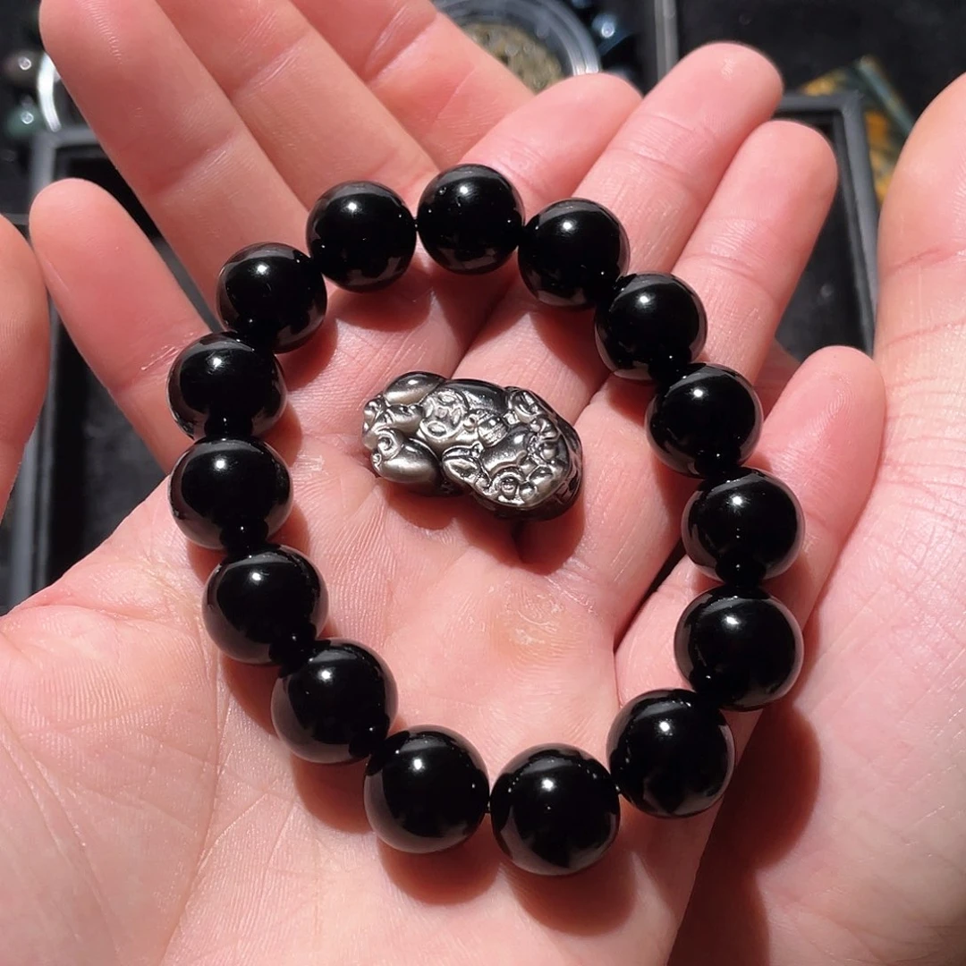 黑曜岩手串未镶嵌