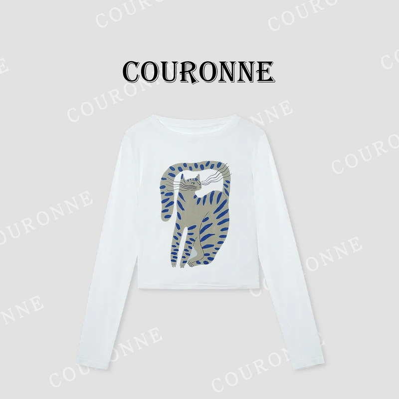 【戚玥】-春夏‘’长尾猫‘’减龄街头风酷帅时髦设计感软糯长袖32948