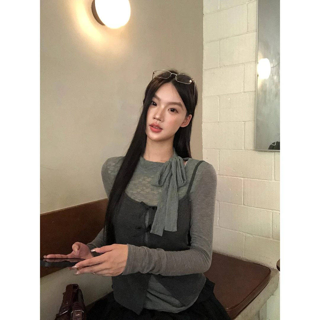 【黑天鹅T恤】秋季纯欲风镂空复古辣妹宅萌系显瘦T恤253H3108