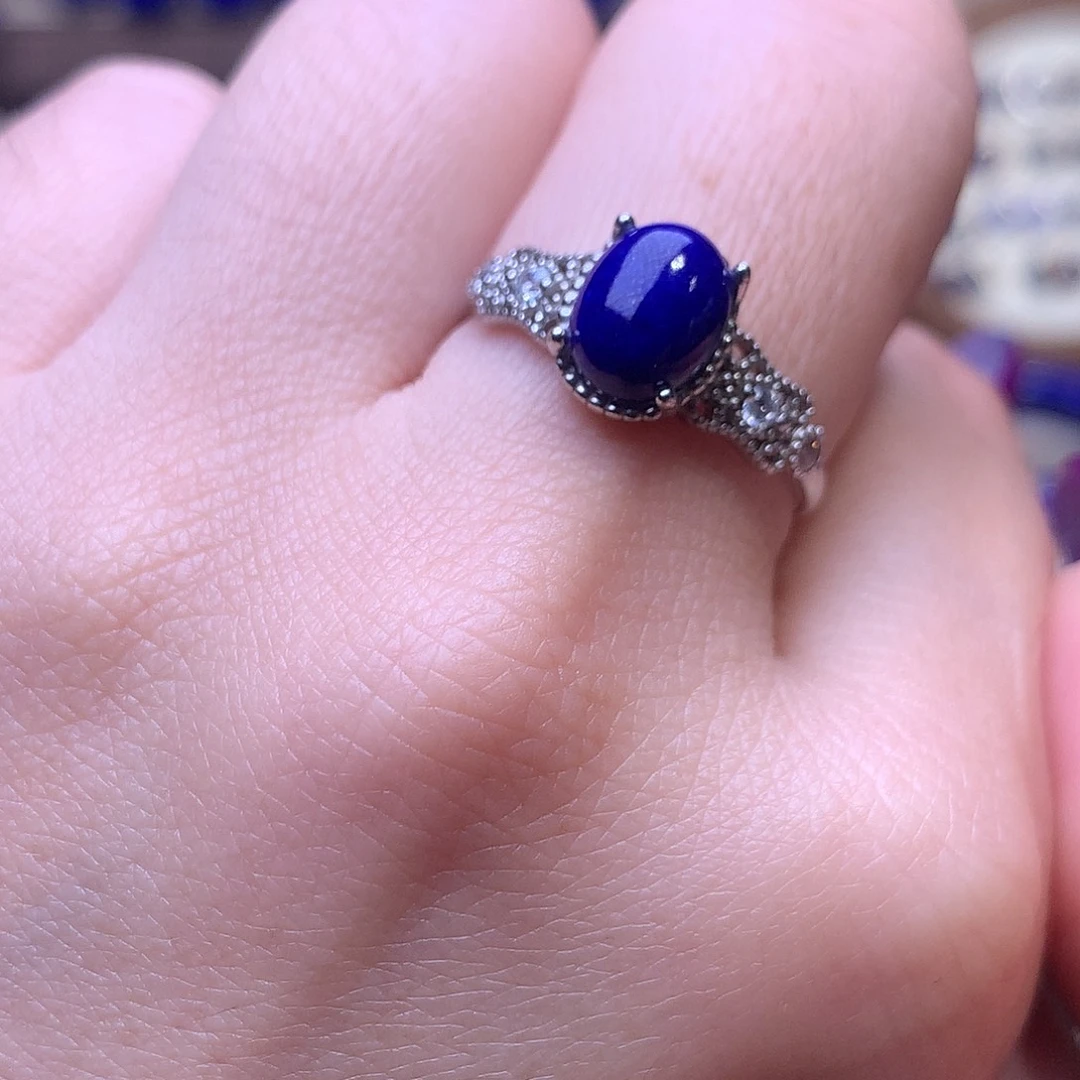 青金石银S925镶嵌戒指