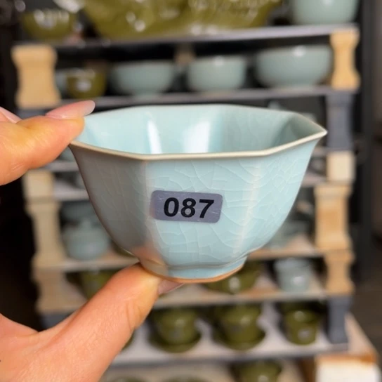 杯087仿古釉八方杯100ml