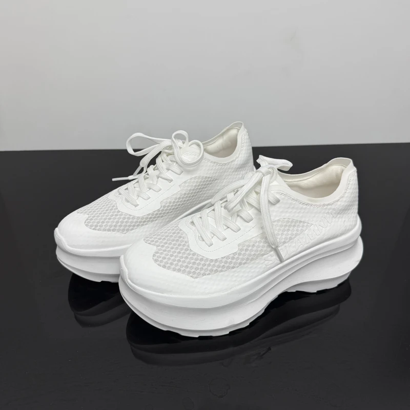 2025新款真皮厚底增高老爹鞋女百搭休闲运动鞋