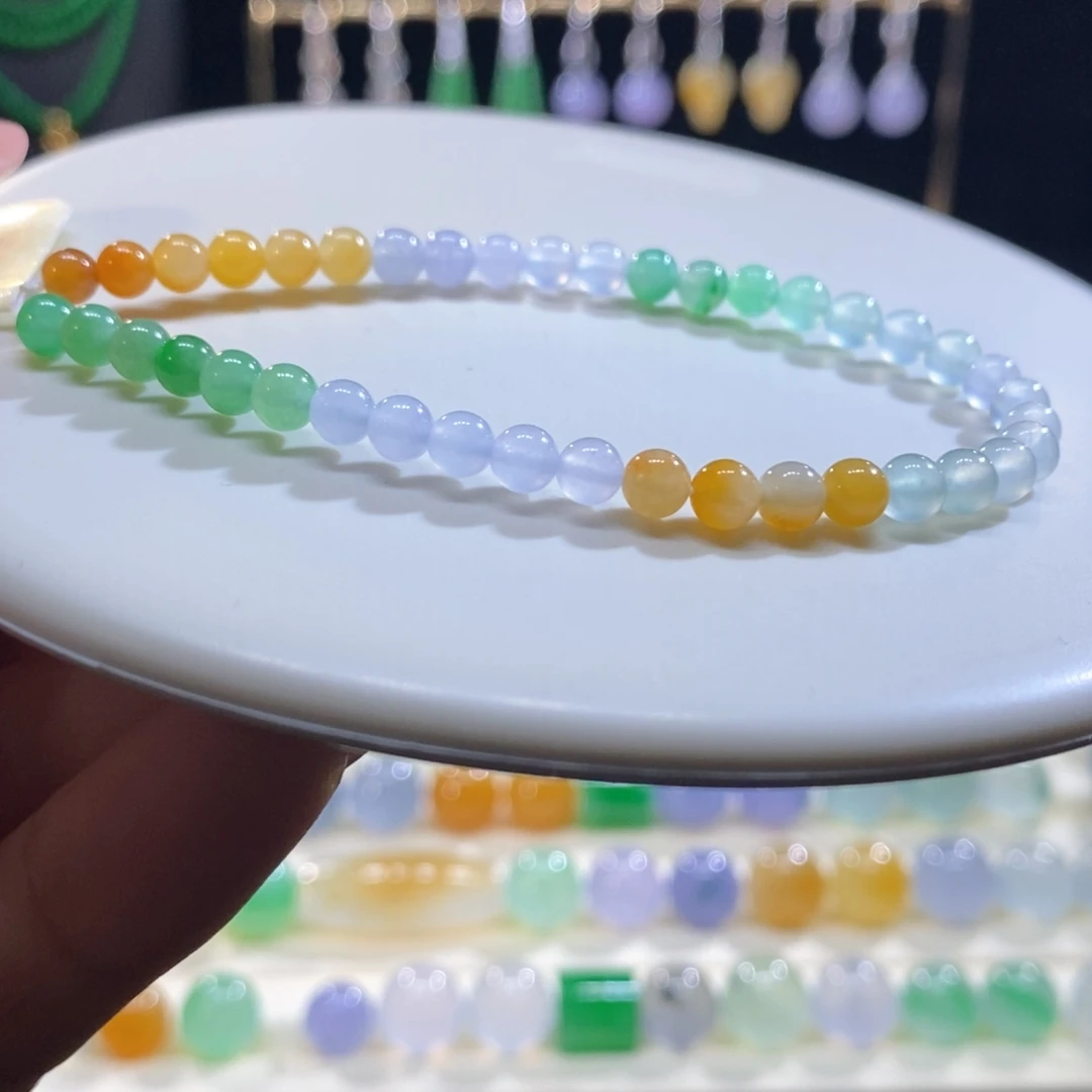 翡翠未镶嵌吊坠(不含链)翡翠渐变色小圆珠手串放漏买断价