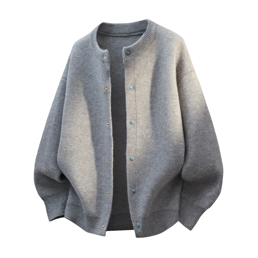 秋季男士圆领针织衫毛衣韩版潮流时尚休闲宽松慵懒风针织开衫外套