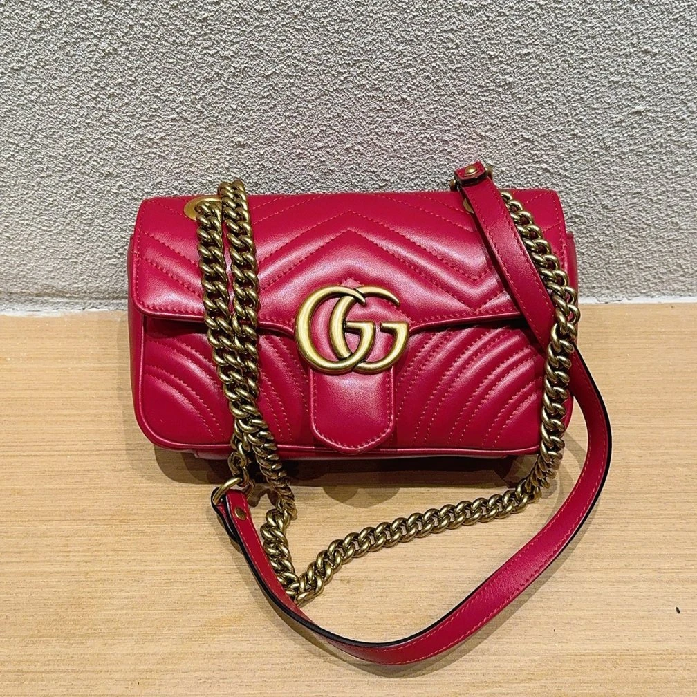 95新 GUCCI/古驰  红色马蒙22链条包  1436 1001
