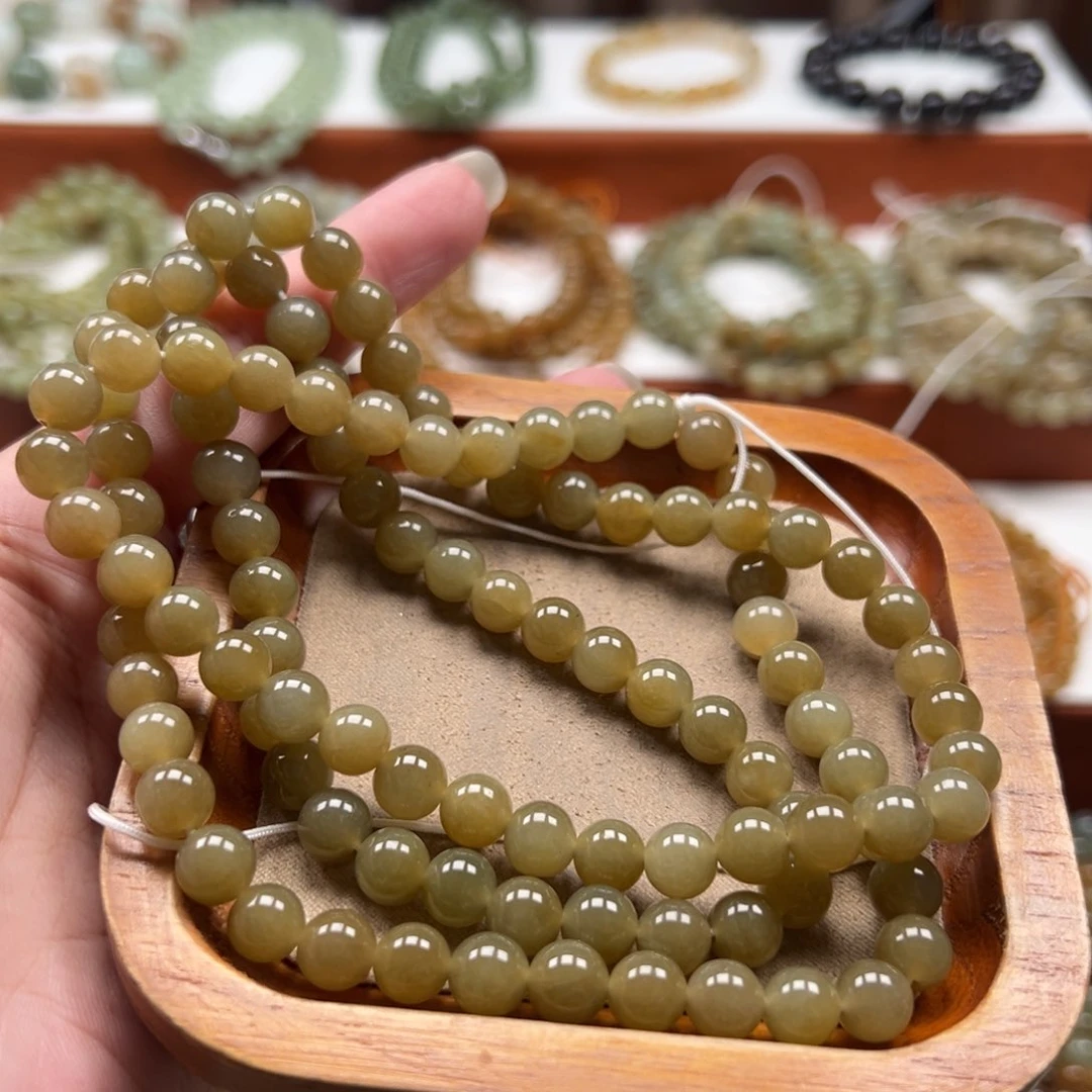 和田玉未镶嵌毛衣链珠串8mm