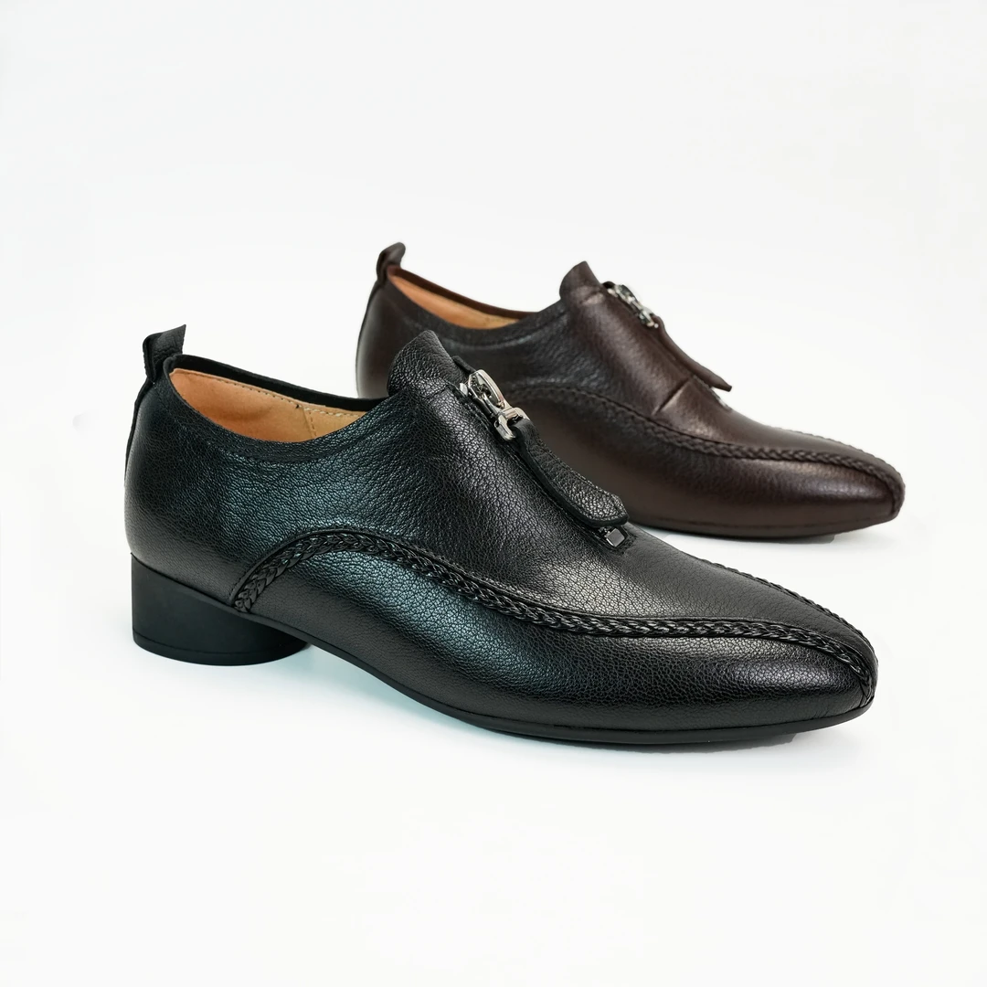 3厘米低跟春季新款单鞋休闲单鞋舒适时尚百搭夏季黑色真皮软底