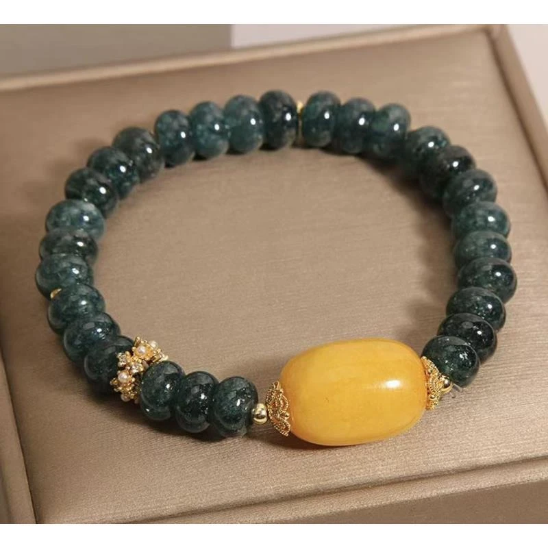 玛瑙海盐蓝算盘珠+隔珠S1282